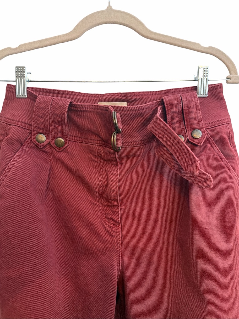 Sézane High-Waist Double-Buckle Leon Trousers — Dusty Mauve (Lie De Vin) - Picture 10 of 16